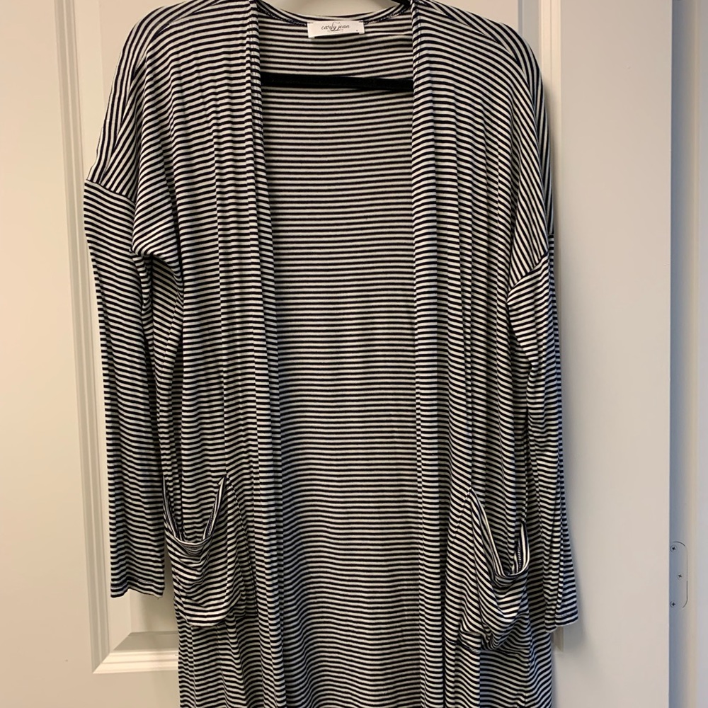 Carly Jean Los Angeles Basics Cardigan SZ Small - Navy Stripes